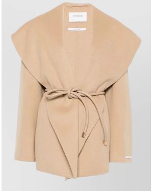 Sportmax Virgin Wool Single Breasted Coat - Natural