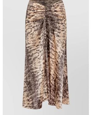 Isabel Marant Silk Python-Print Gathered High-Waisted Skirt - Natural