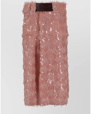 Niccolò Pasqualetti Chimera Midi Skirt Sequins Leather Belt - Pink