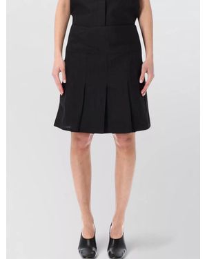 Our Legacy High Waist Pleated Knee Length Skirt - Black