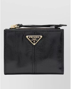 Prada Small Leather Wallet Wrist Strap - Black