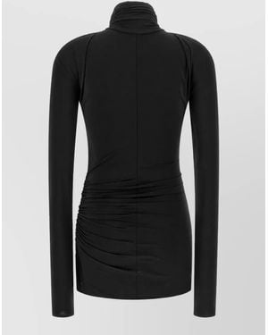 Entire studios Draped High-Neck Long-Sleeve Top - Black