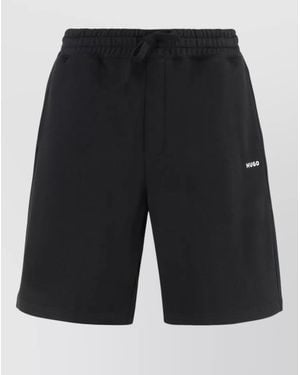 BOSS Cotton Bermuda Shorts Elasticated Waist - Black