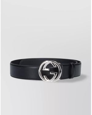 Gucci Adjustable Metal Buckle Smooth Finish Belts - Black