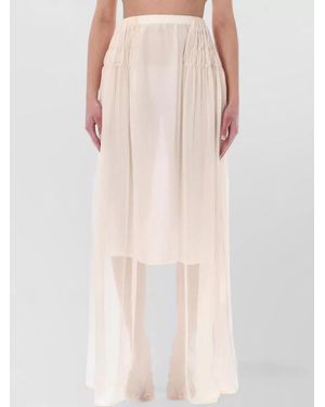 Dries Van Noten Long Skirt Elastic Waistband Sheer Design - Pink