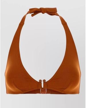 Eres Noctambule Stretch Nylon Plunge Bikini Top - Brown