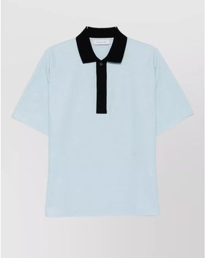 Lanvin Polo Shirt Short Sleeves Ribbed Collar - Blue