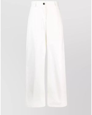 Jil Sander High-Rise Wide-Leg Cotton Trousers - White