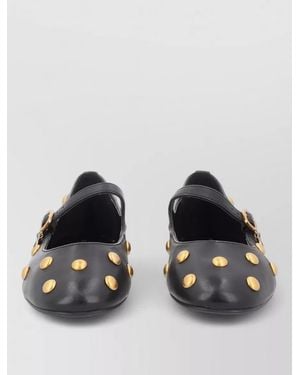 Michael Kors Ballerina Shoes Round Toe Studded Design - Black