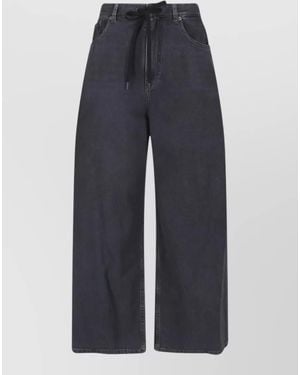 MM6 by Maison Margiela High Waist Wide Leg Denim Trousers Pockets - Blue