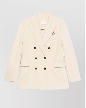 Circolo 1901 Cotton Corduroy Double-Breasted Jacket - Natural