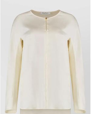 Max Mara Silk Crepe De Chine Long-Sleeve Blouse - Natural