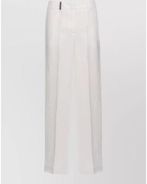 Peserico Linen Palazzo Pants Straight Wide Leg - White
