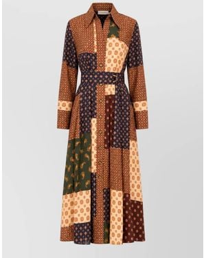 Zimmermann Silk Blend Printed Midi Dress - Orange
