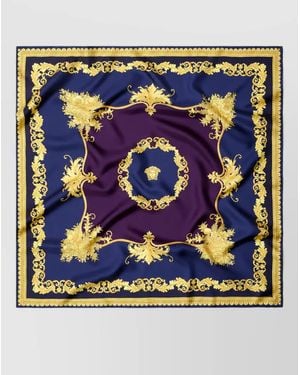 Versace Silk Square Scarf - Blue