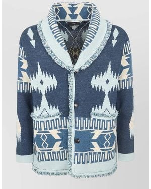 Alanui Icon Shawl Collar Cashmere Jacquard Cardigan - Blue