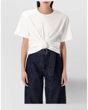 Magda Butrym Ribbed Knot-Detail Short-Sleeve T-Shirt - White