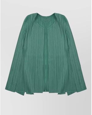 Pleats Please Issey Miyake Long Sleeve Jacket Pleated Design - Green