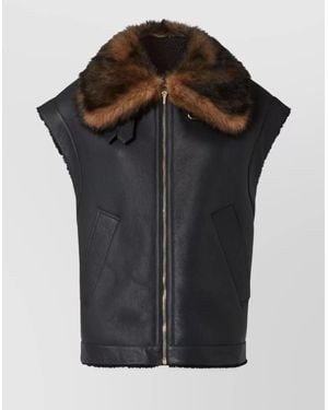 Fendi Leather Shearling Gilet - Black