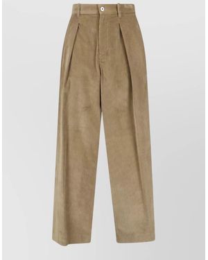 JW Anderson Corduroy Trousers Belt Loops Back Pocket Pleats - Natural