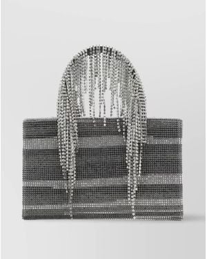 Kara Crystal Mesh Shoulder Bag - Gray