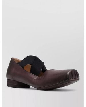 Uma Wang Leather Square-Toe Ballerina Flats - Brown
