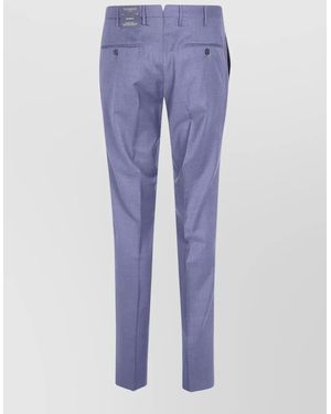 Incotex Regular Chino Pants Belt Loops Back Pockets - Blue