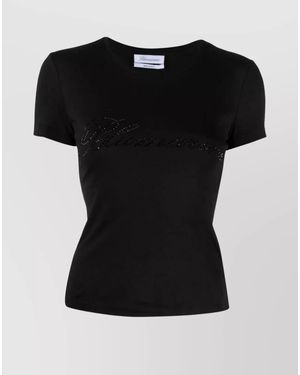 Blumarine Logo-Embellished Cotton T-Shirt - Black