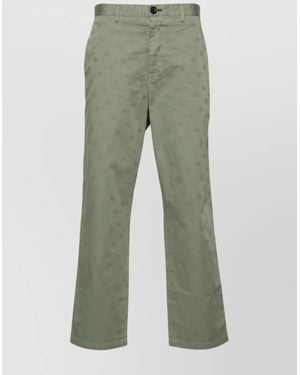 Paul Smith Monogram-Jacquard Straight-Leg Trousers - Green