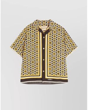 Valentino Garavani Graphic Print Short Sleeve Shirt With Notched Collar - Metallic