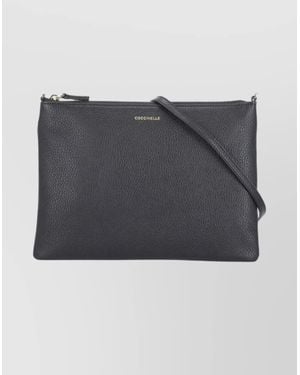 Coccinelle Textured Leather Crossbody Shoulder Bag - Gray