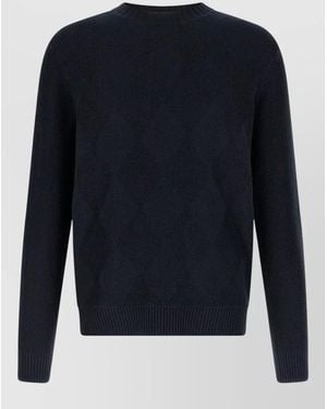 Ballantyne Diamond Pattern Crew Neck Knit Sweater - Blue