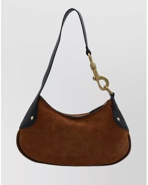 Mulberry Suede Shoulder Bag Metal Hardware - Brown