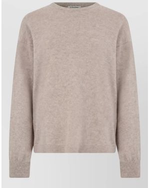 Max Mara Cashmere Wool Long-Sleeve Crew-Neck Sweater - Natural