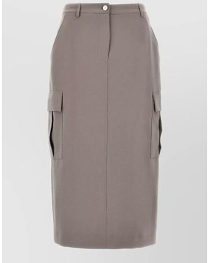 Theory High-Rise Cargo Midi Skirt - Gray