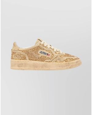 Autry Suede Rhinestone Low-Top Sneakers - White