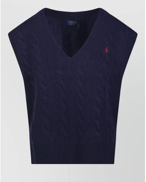 Ralph Lauren Wool Cashmere Sleeveless Knitted Top - Blue