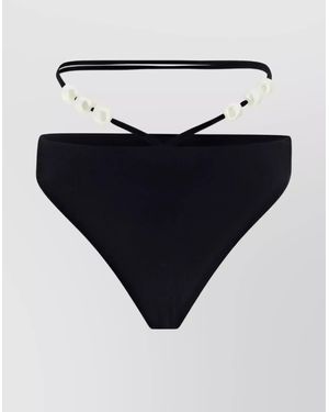 Magda Butrym High-Waisted Monochrome Swimsuit Pearl Embellishments - Blue