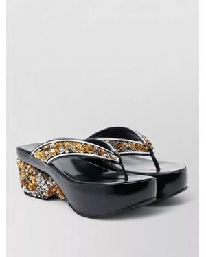 Dries Van Noten Sequined Wedge Platform Sandals Open Toe - Multicolour