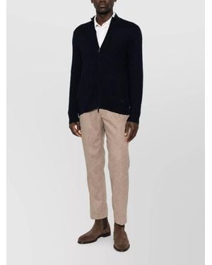 Emporio Armani Wool Cashmere Zip-Up Cardigan - Black