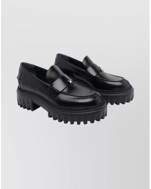 Hogan Leather Platform Loafers - Black