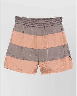 Dries Van Noten Striped Beach Shorts Elastic Waist Pocket - Grey