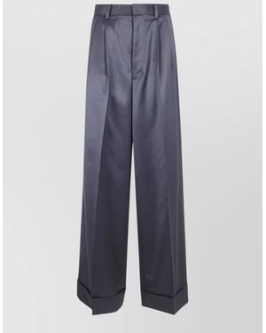 Junya Watanabe Wide Leg Trousers Pleats Pockets Belt Loops - Blue