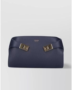 Ferragamo Structured Silhouette Top Handle-Tone Hardware - Blue