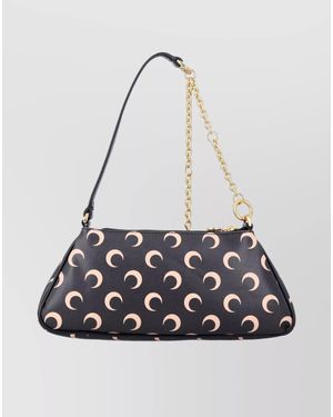 Marine Serre Crescent Moon Canvas Shoulder Bag - White