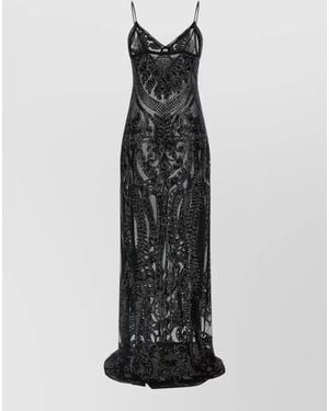 Norma Kamali Sequin Dress Fitted Silhouette Floor Length - White