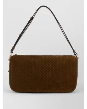 Gucci Suede Half Horsebit Crossbody Shoulder Bag - Brown