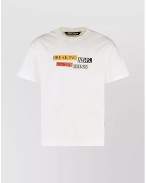 【関税＆送料込み】Palm Angels 'Paxlatime News' White Cotto Palm Angels Short sleeve t-shirts for Men | Online Sale up