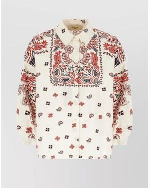 Weekend by Maxmara Long Sleeve Paisley Print Cotton Top - Multicolor