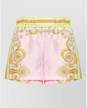 Versace Shorts Ornate Print Silk Nylon Blend - Pink